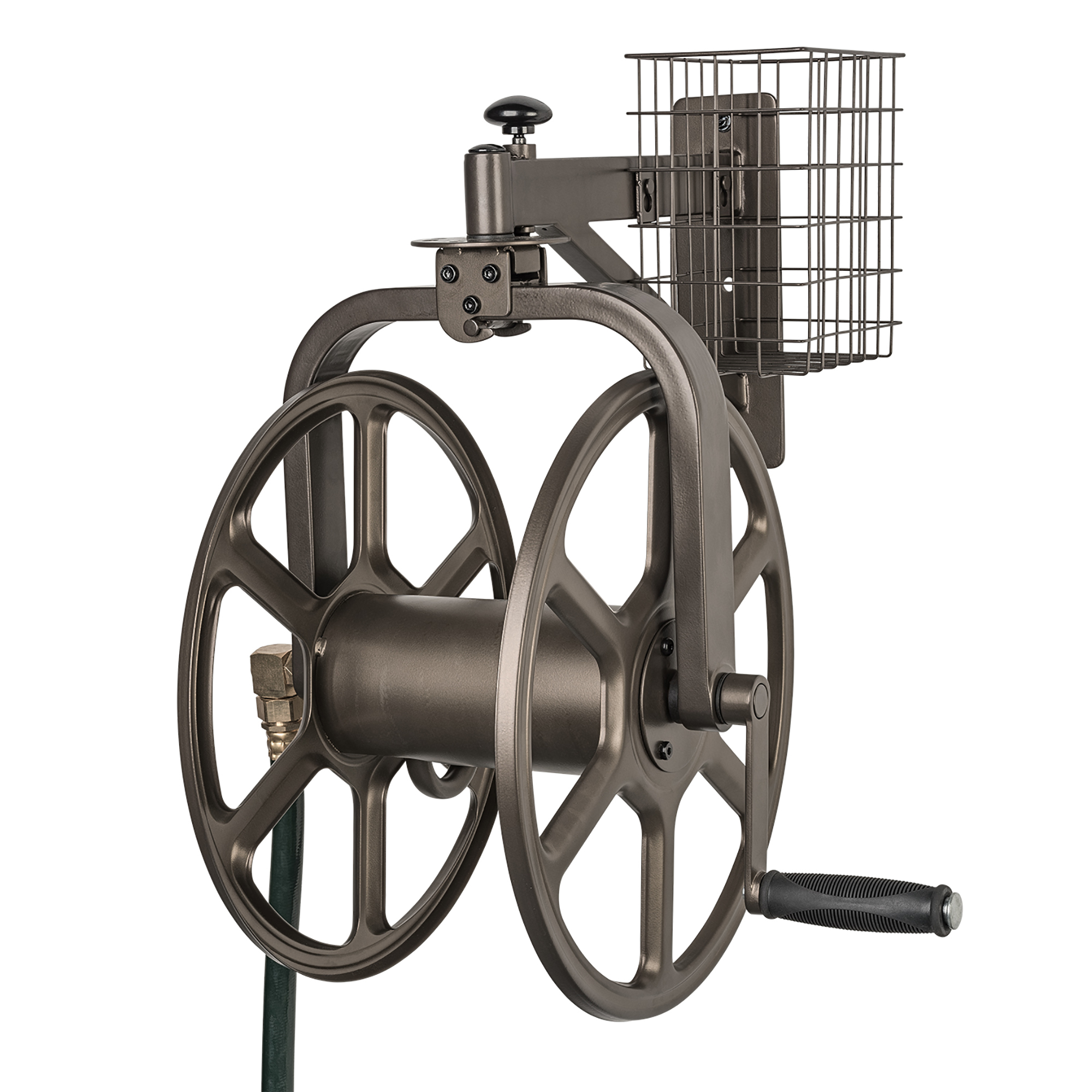 Liberty Garden Products, Single Arm Navigator Hose Reel, Hose Length Capacity 125 ft, Frame Material Steel, Color Brown, Model# 712